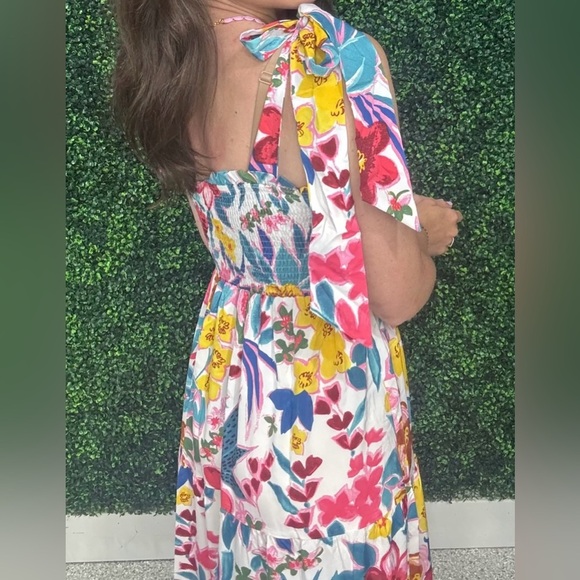 Umgee Women’s Colorful Floral Maxi Dress with Shoulder Ties Size L - Picture 9 of 9